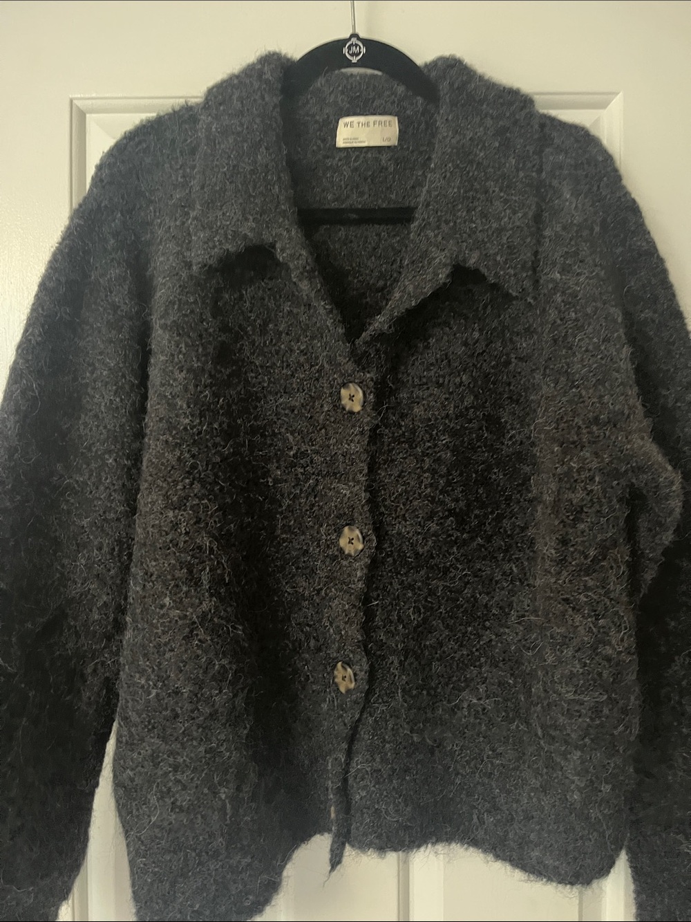 We The Free Charcoal Fuzzy Button Front Jacket
